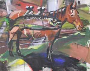 Fisch auf Pferd,1983, acrylic on canvas, 150 x 190 cm
