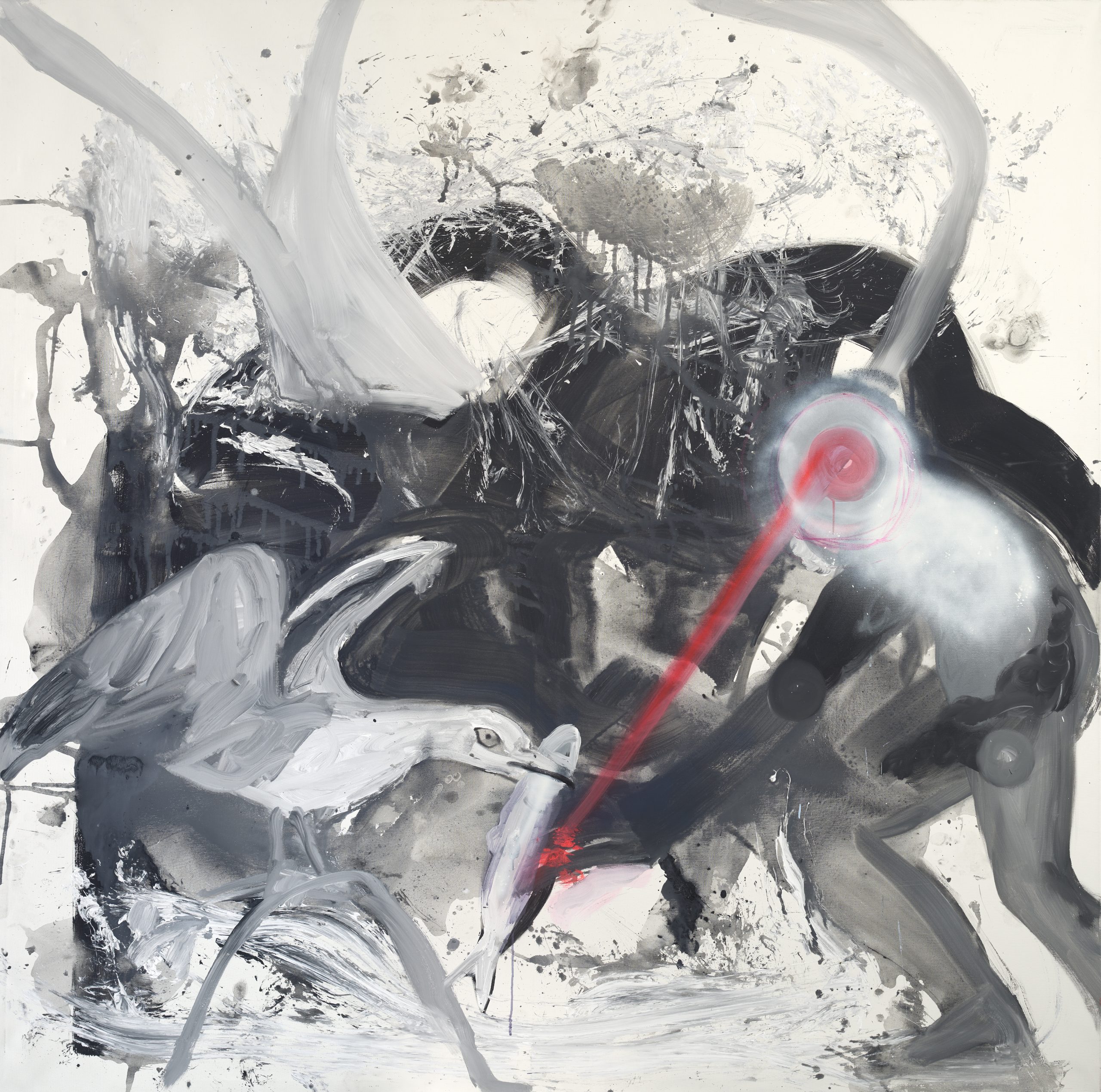 Holm und die Möwe, 2021, 200 x 200 cm